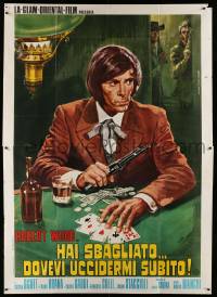 8j097 KILL THE POKER PLAYER Italian 2p '72 cool Piovano spaghetti western poker gambling artwork!