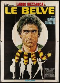 8j105 LE BELVE Italian 2p '71 great Casaro art of Lando Buzzanca over sexy female silhouettes!