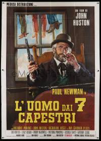 8j109 LIFE & TIMES OF JUDGE ROY BEAN Italian 2p '72 John Huston, different art of Paul Newman!
