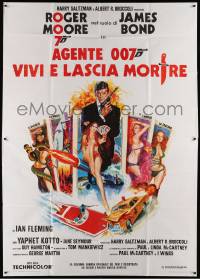 8j113 LIVE & LET DIE Italian 2p R70s McGinnis art of Roger Moore as James Bond & sexy tarot cards!