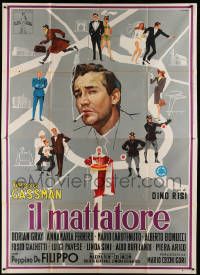 8j115 LOVE & LARCENY Italian 2p '60 great Olivetti montage art of Vittorio Gassman & top cast!