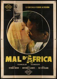 8j116 MAL D'AFRICA Italian 2p '68 super close up of interracial couple kissing!