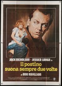 8j137 POSTMAN ALWAYS RINGS TWICE Italian 2p '81 different art of Jack Nicholson & Jessica Lange!