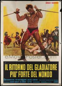 8j143 RETURN OF THE GLADIATOR Italian 2p '71 cool art of bound barechested strongman Brad Harris!