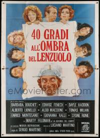8j152 SEX WITH A SMILE Italian 2p '76 Ciriello art of Marty Feldman, Bouchet, Fenech & co-stars!