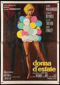 8j162 STRIPPER Italian 2p '63 different Brini art of sexy Joanne Woodward wearing only balloons!