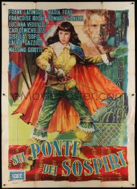 8j164 SUL PONTE DEI SOSPSIRI Italian 2p '53 On the Bridge of Sighs, Savina art of female hero!