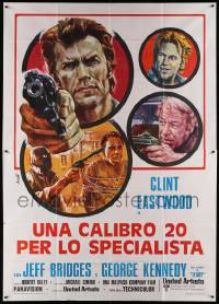 8j169 THUNDERBOLT & LIGHTFOOT Italian 2p '74 different Avelli art of Eastwood, Bridges & Kennedy!