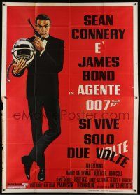 8j198 YOU ONLY LIVE TWICE Italian 2p R70s art of Sean Connery as James Bond with gun & helmet!