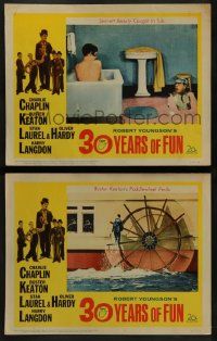 8k833 30 YEARS OF FUN 2 LCs '63 Charlie Chaplin, Buster Keaton, Laurel & Hardy, Harry Langdon!