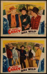 8k648 ACES WILD 4 LCs '37 great cowboy western images of Harry Carey!