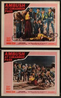 8k734 AMBUSH AT CIMARRON PASS 3 LCs '58 Scott Brady, Margia Dean, early Clint Eastwood, western!