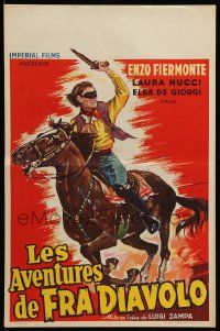 8m005 ADVENTURES OF FRA DIAVOLO Belgian '50s Zampa, artwork of Zorro-like masked hero on horse!