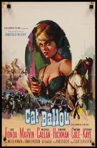 8m035 CAT BALLOU Belgian '65 classic sexy cowgirl Jane Fonda, Lee Marvin, great artwork!