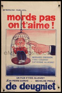 8m063 DON'T BITE, WE LOVE YOU Belgian '76 Yves Allegret, great different art of boy in birdcage!