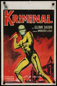 8m113 KRIMINAL Belgian '66 Umberto Lenzi, art of man with knife in cool skeleton costume!