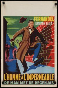 8m147 MAN IN THE RAINCOAT Belgian '57 L'Homme a l'impermeable, art of wacky Fernandel on the run!