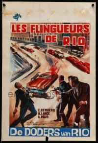 8m162 MORD IN RIO Belgian '63 wild artwork of man shot by five shooters + city riot!