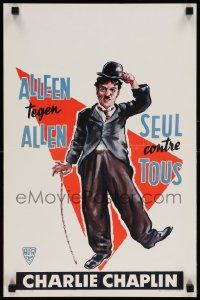 8m202 SEUL CONTRE TOUS Belgian '60s different artwork of Charlie Chaplin as The Tramp!