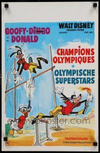 8m217 SUPERSTAR GOOFY Belgian '72 Disney, art of Goofy hurdling w/Olympic torch!
