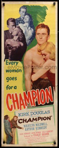 8m603 CHAMPION insert '49 boxer Kirk Douglas with Marilyn Maxwell & Ruth Roman, boxing classic!