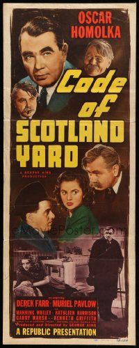 8m611 CODE OF SCOTLAND YARD insert '48 close up image of English detective Oscar Homolka + cast!