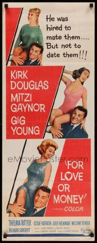 8m660 FOR LOVE OR MONEY insert '63 Kirk Douglas, sexy Mitzi Gaynor, Julie Newmar & Parrish!