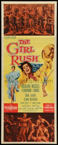 8m672 GIRL RUSH insert '55 artwork of sexy showgirl Rosalind Russell in Las Vegas!