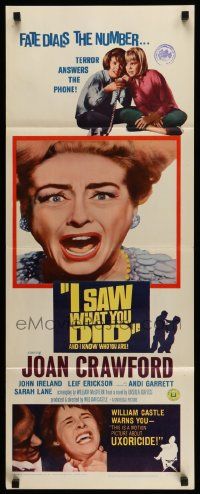 8m709 I SAW WHAT YOU DID insert '65 Joan Crawford, William Castle, you may be the next target!