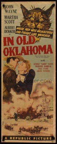 8m714 IN OLD OKLAHOMA insert '43 John Wayne, Martha Scott, where men fought like wildcats!