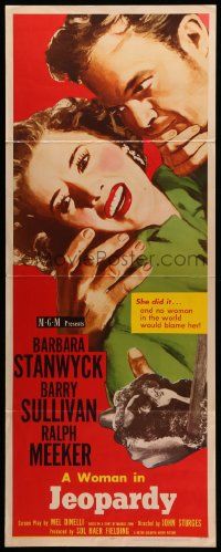 8m721 JEOPARDY insert '53 Barbara Stanwyck did it because her fear was greater than her shame!