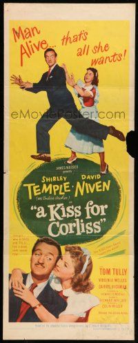 8m738 KISS FOR CORLISS insert '49 great images of Shirley Temple & David Niven!