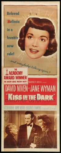 8m739 KISS IN THE DARK insert '49 image of Jane Wyman + David Niven greating old woman!