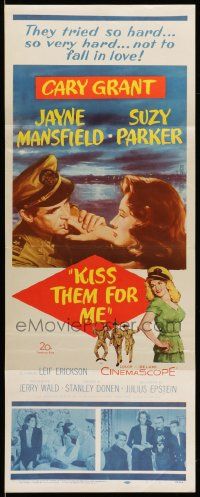 8m740 KISS THEM FOR ME insert '57 romantic art of Cary Grant & Suzy Parker + sexy Jayne Mansfield!