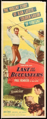 8m751 LAST OF THE BUCCANEERS insert '50 Paul Henreid as pirate Jean Lafitte, Jack Oakie