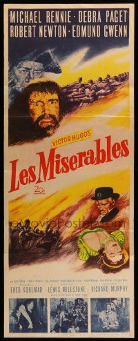 8m757 LES MISERABLES insert '52 Michael Rennie as Jean Valjean, Debra Paget, Victor Hugo