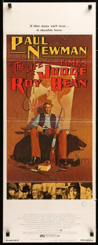 8m762 LIFE & TIMES OF JUDGE ROY BEAN insert '72 John Huston, art of Paul Newman by Richard Amsel!
