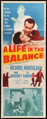 8m764 LIFE IN THE BALANCE insert '55 early Lee Marvin, Ricardo Montalban, Anne Bancroft!