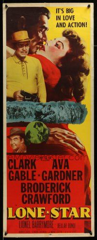 8m772 LONE STAR insert '51 Clark Gable with gun & close up kissing sexy Ava Gardner!
