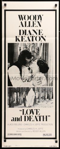 8m779 LOVE & DEATH style B insert '75 wacky Woody Allen & Diane Keaton romantic kiss close up!