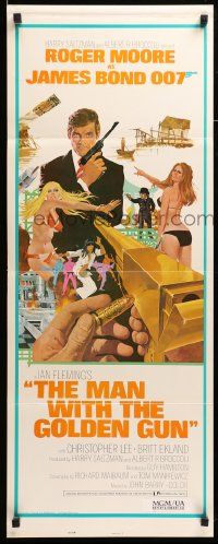8m797 MAN WITH THE GOLDEN GUN East Hemi insert '74 Robert McGinnis art of Roger Moore as James Bond!