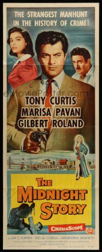 8m812 MIDNIGHT STORY insert '57 Tony Curtis in strangest San Francisco manhunt in crime's history!