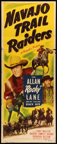 8m832 NAVAJO TRAIL RAIDERS insert '49 art of cowboy Allan Rocky Lane & his stallion Black Jack!
