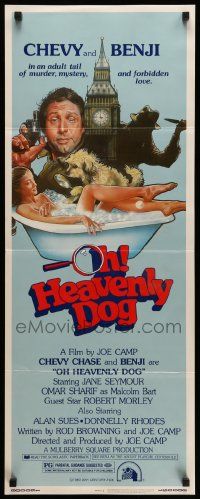 8m844 OH HEAVENLY DOG insert '80 wacky art of Chevy Chase, Benji in bath w/Jane Seymour!