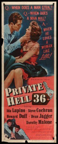8m875 PRIVATE HELL 36 insert '54 sexy Ida Lupino makes men steal and kill, directed by Don Siegel!