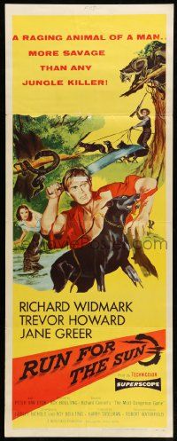 8m903 RUN FOR THE SUN insert '56 Richard Widmark finds Nazis in Central American jungle!