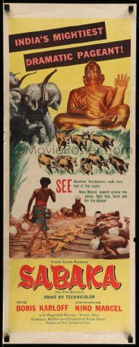 8m905 SABAKA insert '54 you'll never forget Boris Karloff or the 150 thundering elephants!