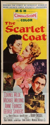8m920 SCARLET COAT insert '55 romantic art of Cornel Wilde & Anne Francis, John Sturges directed!