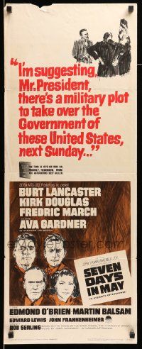 8m929 SEVEN DAYS IN MAY insert '64 art of Burt Lancaster, Kirk Douglas, Fredric March & Gardner!