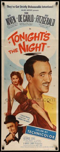 8m973 TONIGHT'S THE NIGHT insert '54 David Niven, sexy Yvonne De Carlo, Happy Ever After!